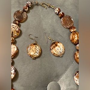 Vintage stone women’s necklace and earrings
